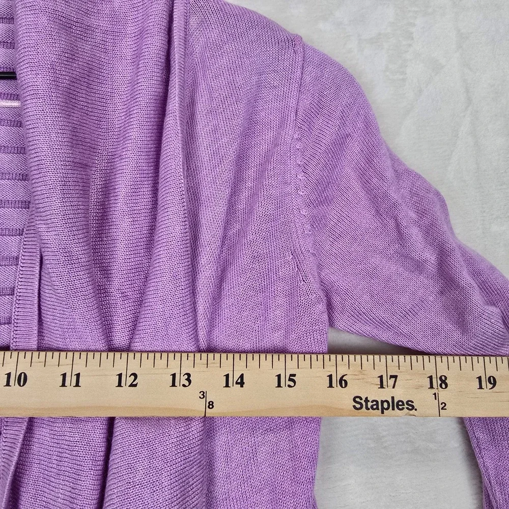 Lululemon Purple Draped Open Front Cardigan Ribbed Back‎ Thumbholes Knit Sweater